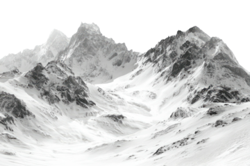 Snowy mountain range with visible peaks against a dark sky