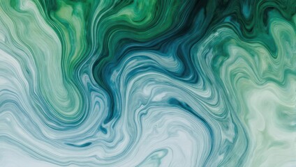 Obraz premium Abstract Green and Blue Swirling Liquid Marble Pattern Background.