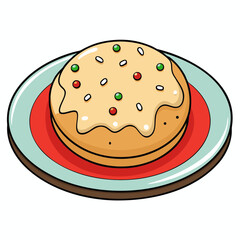A delicious cartoon pancake stack with icing and sprinkles on a plate isolated on white background isolated on transparent background silhouette