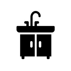 Obraz premium A sink and cabinet icon showing washing, cleaning, and kitchen or bathroom duties. Useful for home guides, plumbing themes, or household layouts requiring clear, approachable utility imagery.