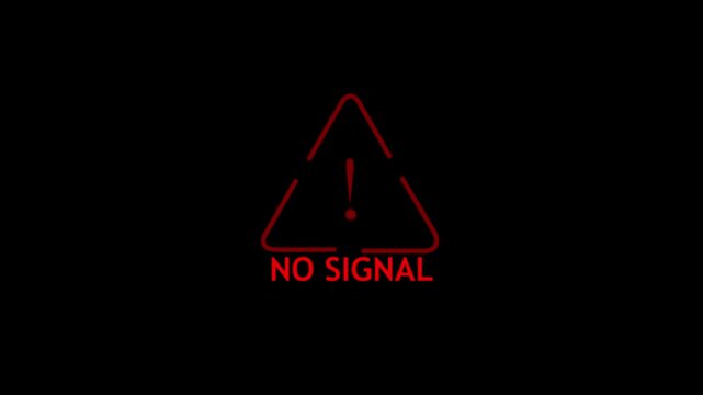 &ldquo;Connectivity No Signal Red Icon Animation on Transparent Background &ndash; Digital Disconnection Technology Concept&rdquo; background. Digital disconnection communication on a black background.