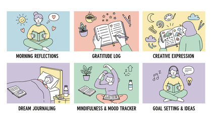 Selfcare journaling routines for mental wellness reflection gratitude creativity and goal setting