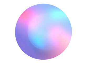 Iridescent sphere with soft gradients on a black background