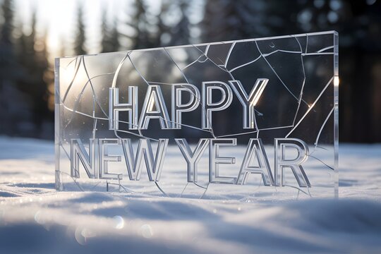 Wishing you a happy new year celebration with this winter snow scene background