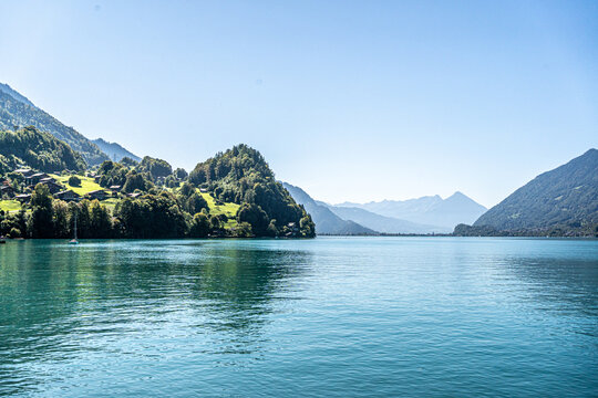 mountain landscape with lake and mountains