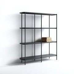 Modern black metal shelving unit