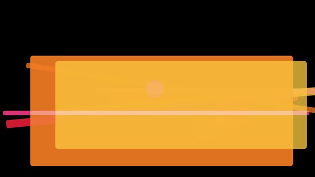 A vibrant orange rectangle with rounded corners, layered with lighter and darker shades, intersected by a bright white line, set against a stark black backdrop