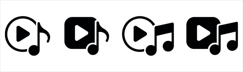 Enjoy music videos with these trendy play button and music note icons for digital media projects and artistic content creation today.