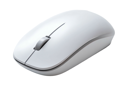 Sleek, modern white computer mouse on black background