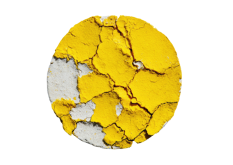 Cracked yellow circle reveals white layer on black background