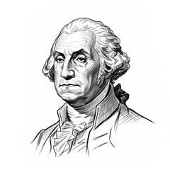 Line Art Portrait of George Washington