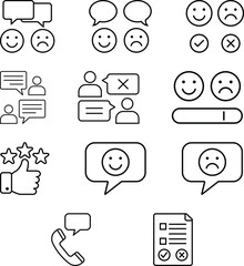 Customer Feedback and Satisfaction Line Icons Set