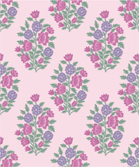 FLORAL BLOCK PRINT REPEAT VECTOR PATTERN FLOWER DESIGN BOHO PATTERN