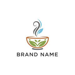 Healthy Herbal Tea Bowl Logo Design.