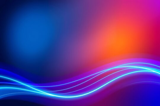 Generative AI vibrant blue and orange gradient abstract waves.