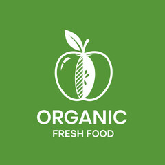 Organic Fresh Food Apple Logo Design.