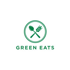Green Eats logo featuring a spoon and wheat stalk inside a circle.
