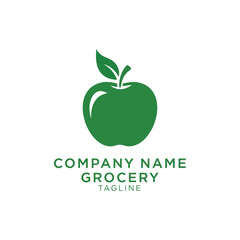 Green apple logo design for a grocery store or food company.