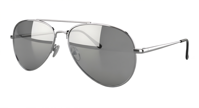 Classic Aviator Sunglasses with Silver Frames and Reflective Lenses Fashion Accessory