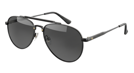 Elegant Aviator Sunglasses with Dark Lenses and Black Metal Frame