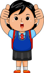 Cartoon Girl with Backpack