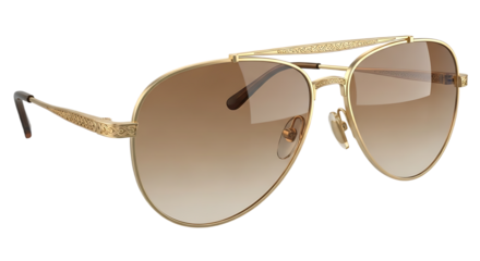 Elegant gold aviator sunglasses with brown gradient lenses for sun protection