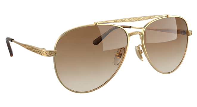 Elegant gold aviator sunglasses with brown gradient lenses for sun protection