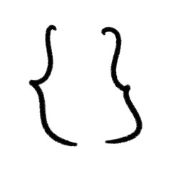 Hand drawn crayon curly braces sign 