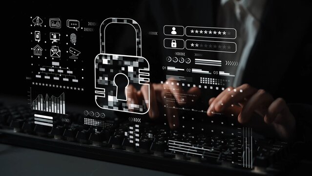 Cyber security system protecting digital infrastructure. Cyber security ensures data safety, prevents breaches, cyber security strengthens defense, and supports secure operations. Marrow - Powered by Adobe