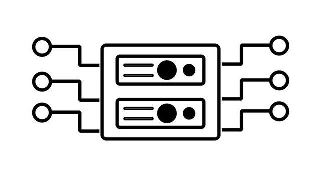 Server motion icon. Server document line animation. Digital server document footage. Technology icon motion graphics. Icon motion elements.