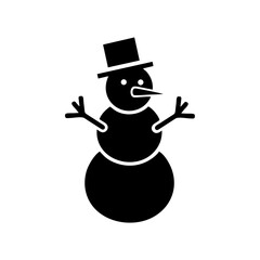 A clean black snowman silhouette featuring classic winter elements. Perfect for Christmas crafts, holiday designs, print projects, and seasonal decorations with a simple minimalist style.