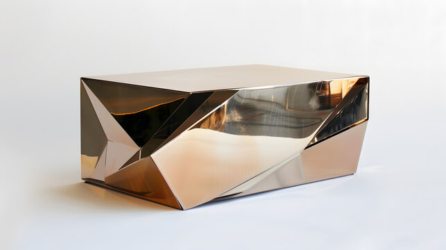 Stunning geometric sculpture with reflective surface creates modern elegance for luxury home decor, showcasing abstract art and interior design innovation