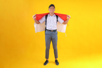 Proud Indonesian Student Celebrates Independence Day With National Flag