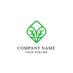 Elegant Green Leaf Logo Design in a Diamond Shape for Natural and Organic Brands.