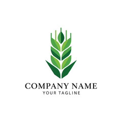 Obraz premium Green Wheat Stalk Logo Design for Agricultural Company Branding.