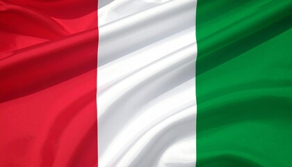 Obraz premium Italian flag with green, white, and red vertical stripes waving on white background.