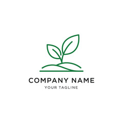 Minimalist Green Plant Logo Design for Sustainable Company Branding.