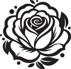 Fototapeta premium Ink Rose: Elegant simplicity captured in the bold lines of a black and white rose illustration, showcasing its intricate petals and natural beauty. 