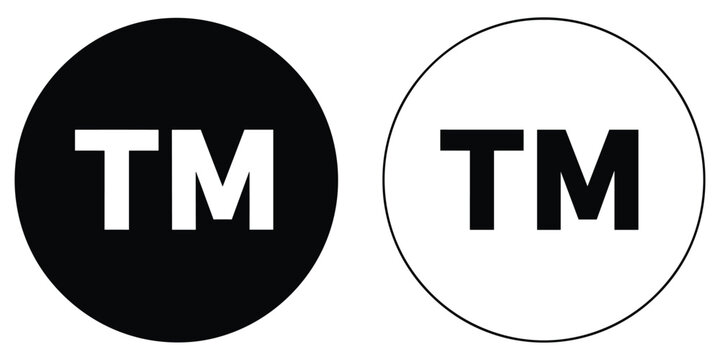 Trademark TM symbol in black circle and white circle on white background logo brand