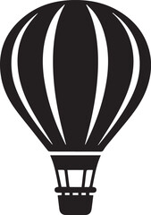 Fototapeta premium Soaring Silhouettes: An isolated, black and white depiction of a classic hot air balloon floats freely, hinting at adventure and exploration in the wide-open sky.