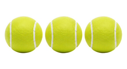 Three Bright Yellow Tennis Balls Isolated On Black Background
