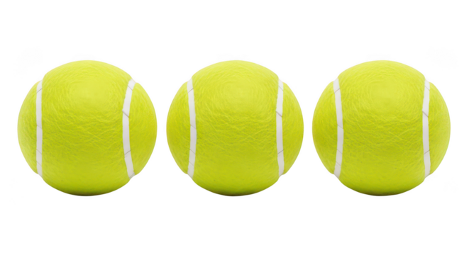 Three Bright Yellow Tennis Balls Isolated On Black Background