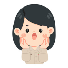 Cartoon Woman with Surprised Expression