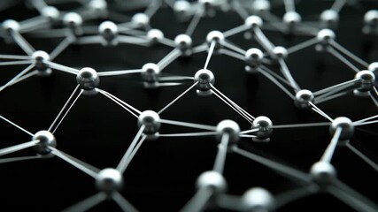Visual representation of binary coding and interconnected nodes on a black background showcasing technology evolution, binary coding and network of connections on black background - Powered by Adobe