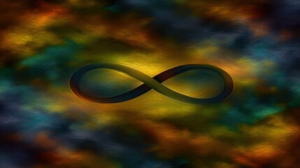 A vibrant infinity symbol set against a swirling colorful backdrop.