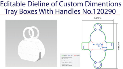Custom Tray Box Dieline with Handles and 3D Model