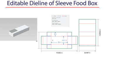 Editable Dieline of Sleeve Food Box sleeve box template