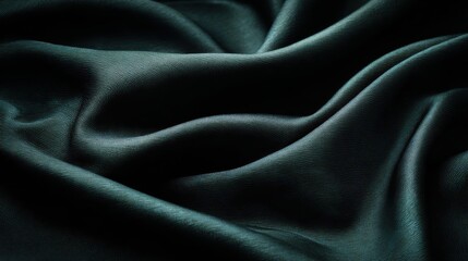 Fototapeta premium Elegant dark green fabric with soft, flowing textures and rich tones.