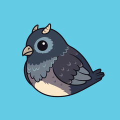 Cute black raven bird silhouette vector illustration on a winter tree branch design