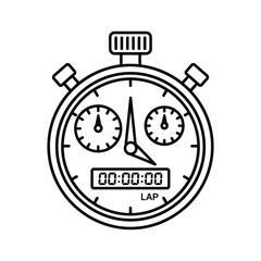 Stopwatch isolated on in vector line style drawing